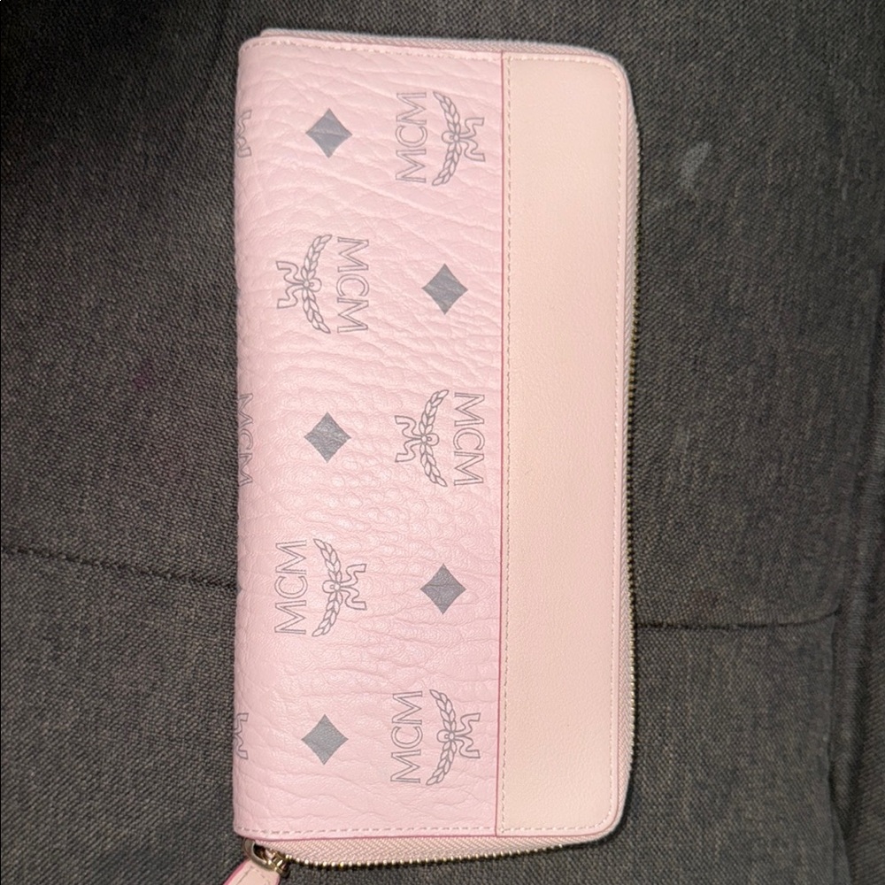 MCM Blush Pink Leather Zip Wallet